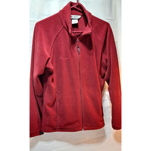 Columbia Women’s Fleece Jacket Full Zip Red Adult Size L Pockets